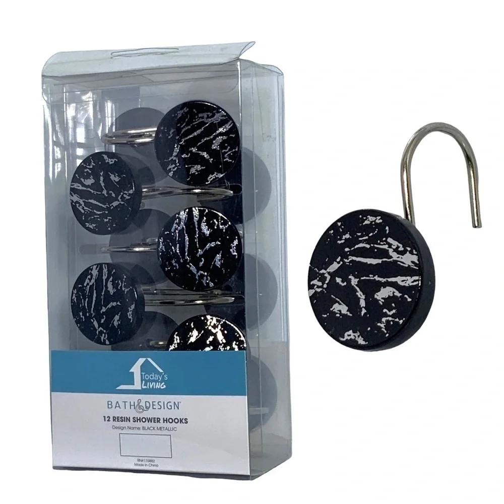 Today’s Living Black Metallic Marble Bathroom Accessories Ceramic Black Silver